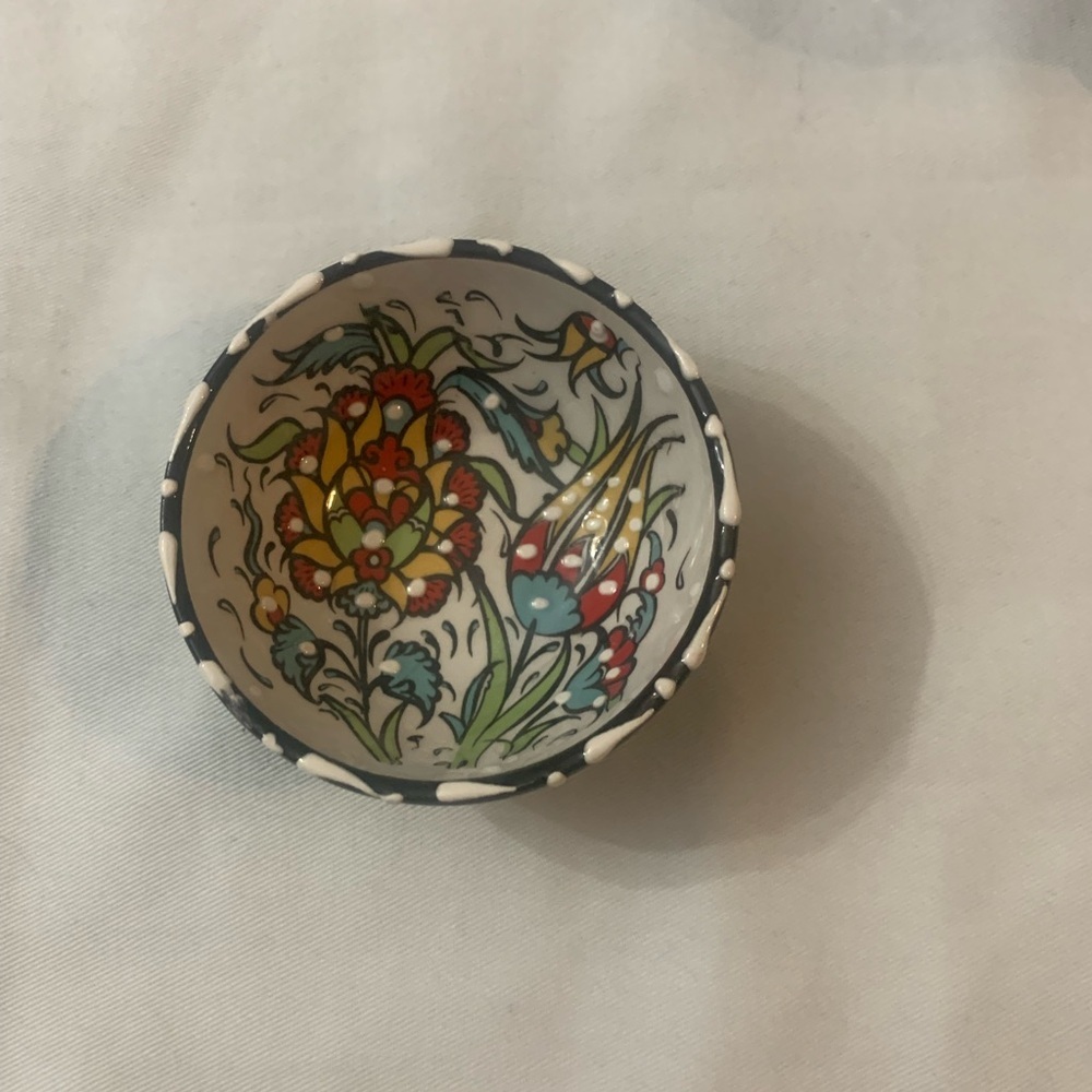 Artisan Ceramic Bowl with Floral Design